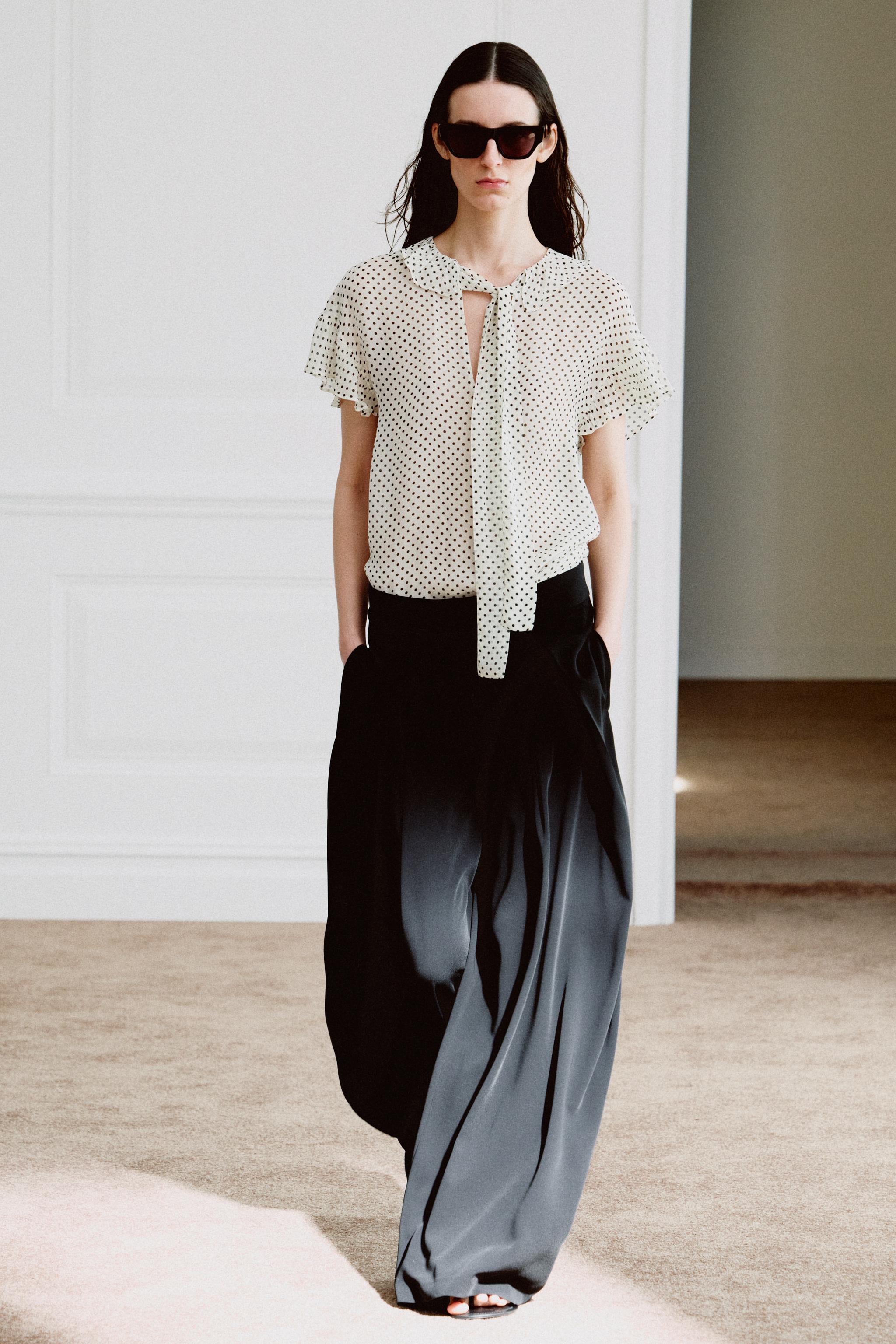 TIED POLKA DOT BLOUSE ZW COLLECTION